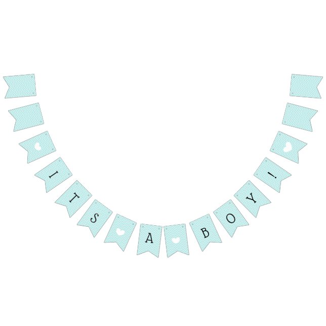 Bannière À Fanions Turquoise Blue Chevron C'est un Baby shower garçon (Tout)
