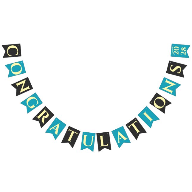Bannière À Fanions Turquoise Modern Graduation Party Congratulations (Tout)