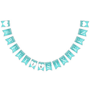 Bannière À Fanions Turquoise sarcelle ombré paillettes DOUCE 16 SEIZE