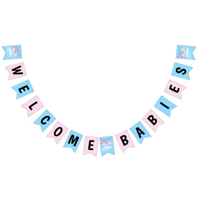 Bannière À Fanions Twin Baby Goy and Girl on Clothesline (Tout)