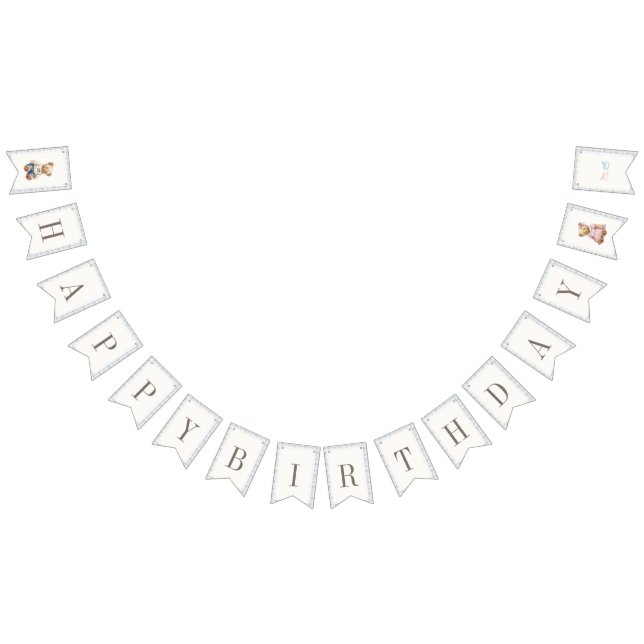 Bannière À Fanions Twins Beary First Happy Birthday (Tout)