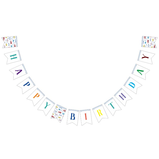 Bannière À Fanions Un joli anniversaire de transport (Tout)