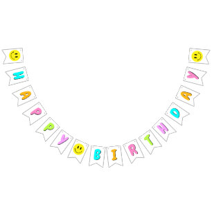 Bannière À Fanions Un joyeux Mec/Gal 1er anniversaire Rainbow Smiley