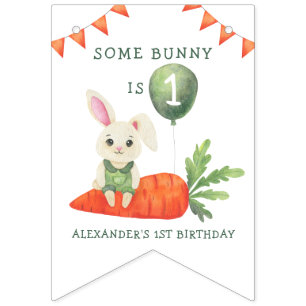 Bannière À Fanions Un petit lapin a un an