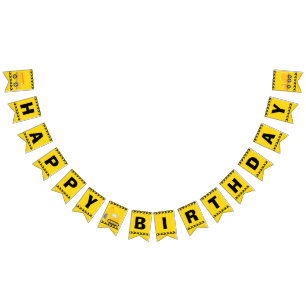 Bannière À Fanions Véhicule de construction Anniversaire de fête Cami