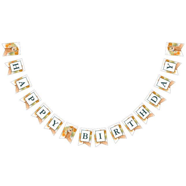 Bannière À Fanions Vibes d'été Aquarelle Llama - Anniversaire (Tout)