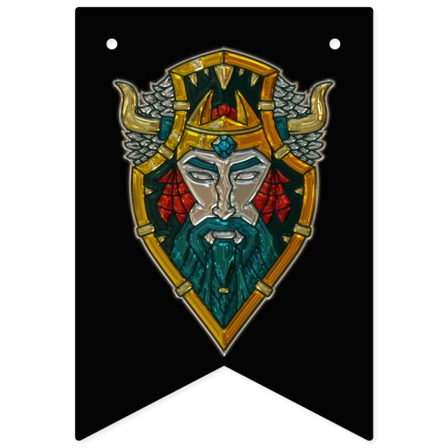 Bannière À Fanions Viking Age Portrait Revêtement métallique (Premier drapeau)