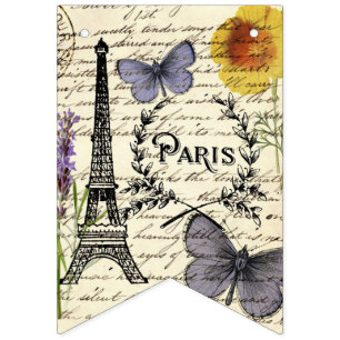 Bannière À Fanions vintage rustique tour Eiffel française fête à Pari