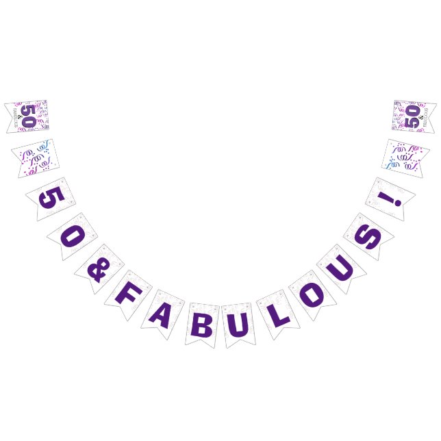 Bannière À Fanions Violet noir| 50e anniversaire (Tout)