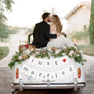 Bannière À Fanions Voiture de départ en voyage de noces pour jeunes m