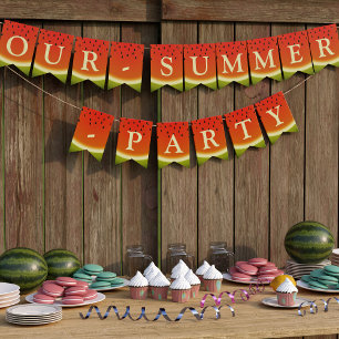 Bannière À Fanions Watermelon Slices Fête d'été personnalisée