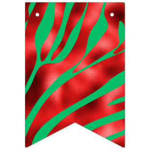 Bannière À Fanions Zèbre vert et rouge