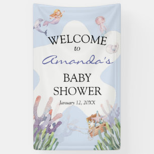 Bannière Affiche de bienvenue de sirène illustrée