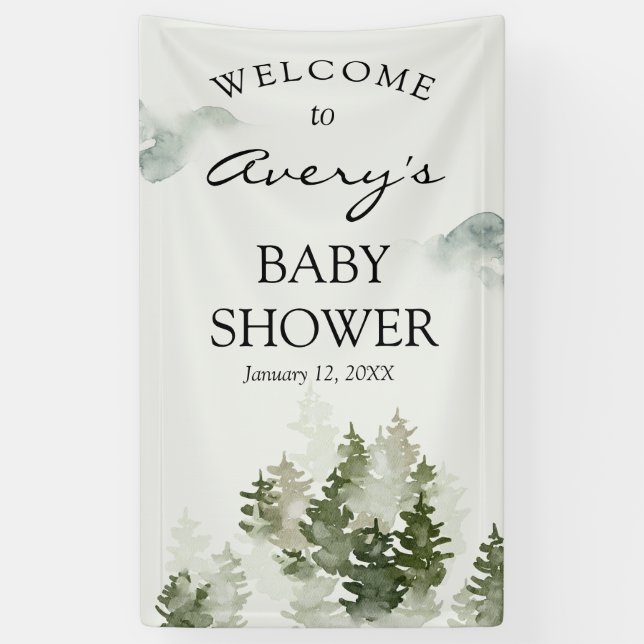 Bannière Affiche de bienvenue Woodland Winter (Vertical)