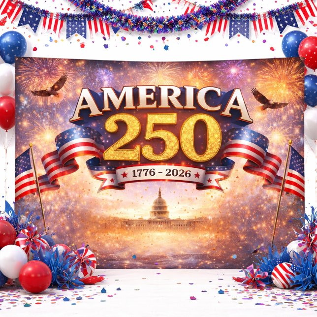 Bannière America 250 avec Feux d'Artifice (Créateur téléchargé)