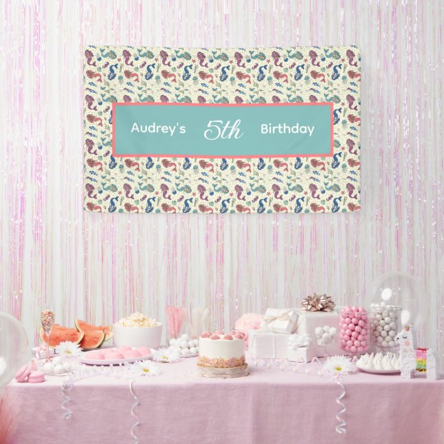 Bannière Anniversaire de enfant Mermaid (Fête)