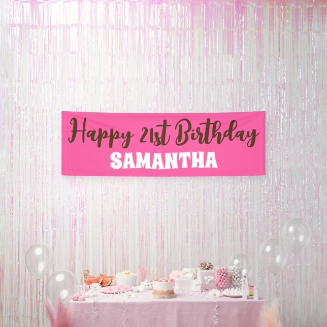 Bannière Anniversaire, Pink Happy 21st Anniversair (Fête)