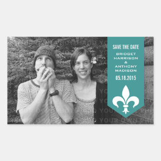 Bannière Aqua Chic Flourish Save the Date Stickers