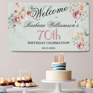 Bannière aquarelle florale Bienvenue pour les 70 a
