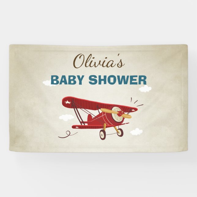 Bannière Baby shower avion Voyage Aventure Garçon (Horizontal)