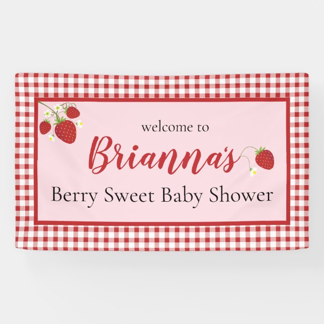 Bannière Baby shower Berry Sweet| Rose et rouge (Horizontal)