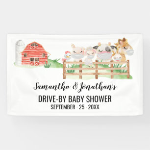 Bannière Baby shower de la ferme Baby Animals