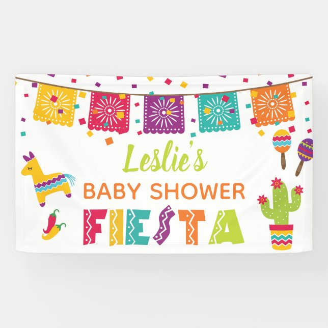 Bannière Baby shower Fiesta - Arrière - plan blanc (Horizontal)