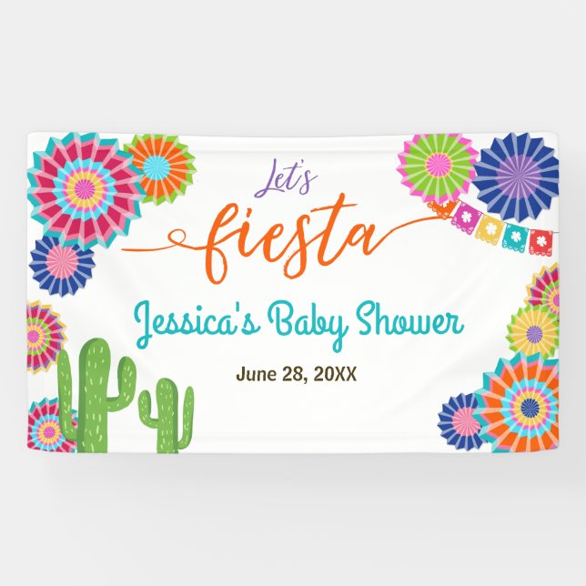 Bannière Baby shower Fiesta Cactus mexicain (Horizontal)