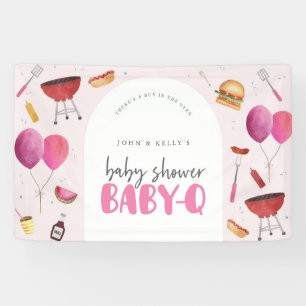 Bannière Baby shower fille bébé-Q (BBQ) grand pann