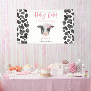 Bannière Baby shower fille vache bébé