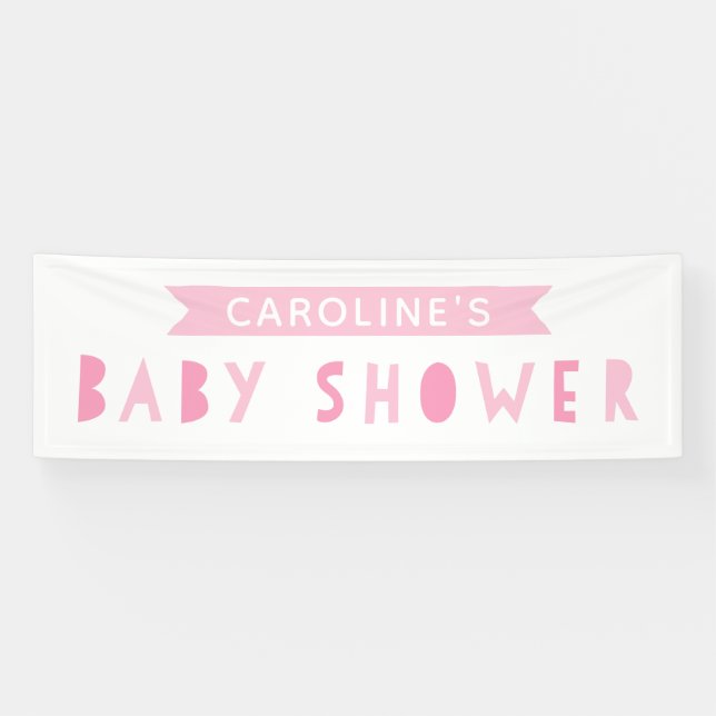 Bannière Baby shower moderne rose (Horizontal)