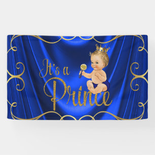 Bannière Baby Shower Prince Tourbillon Satin Or Bl