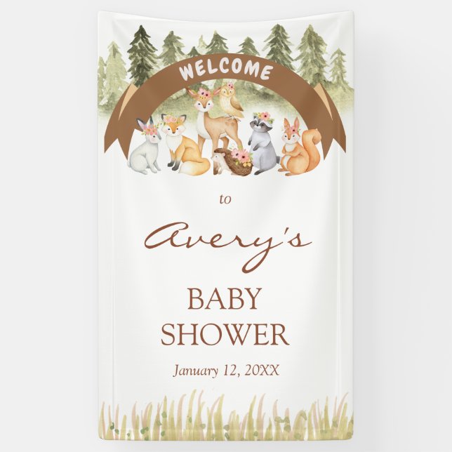 Bannière Baby shower Safari Woodland Affiche de bi (Vertical)