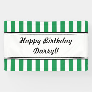 Bannière blanche verte d'anniversaire rayures