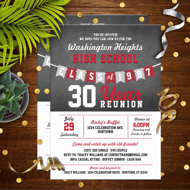 Bannière Chalkboard High School Reunion Invitation (Créateur téléchargé)