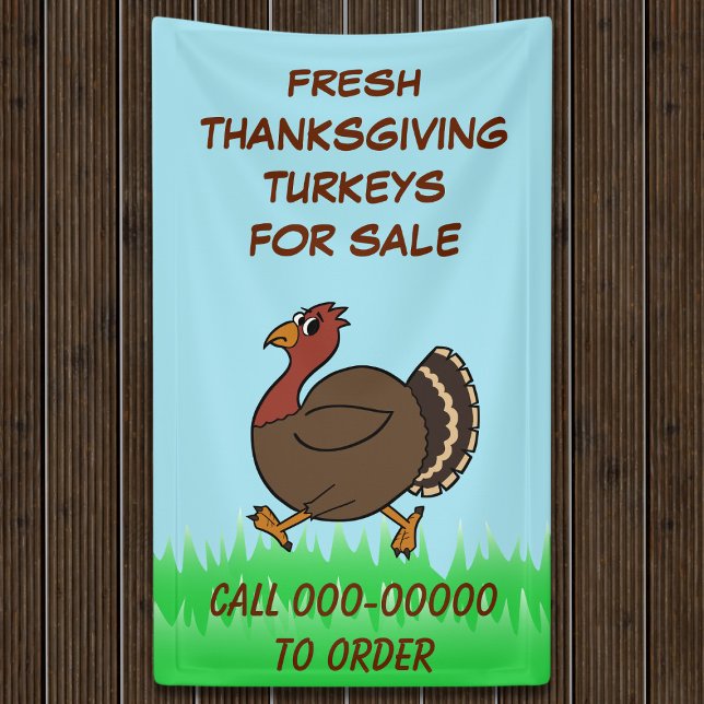 Bannière Commerciale Des Dindons Thanksgiving (Add your phone number to this Thanksgiving Turkeys for Sale Banner)