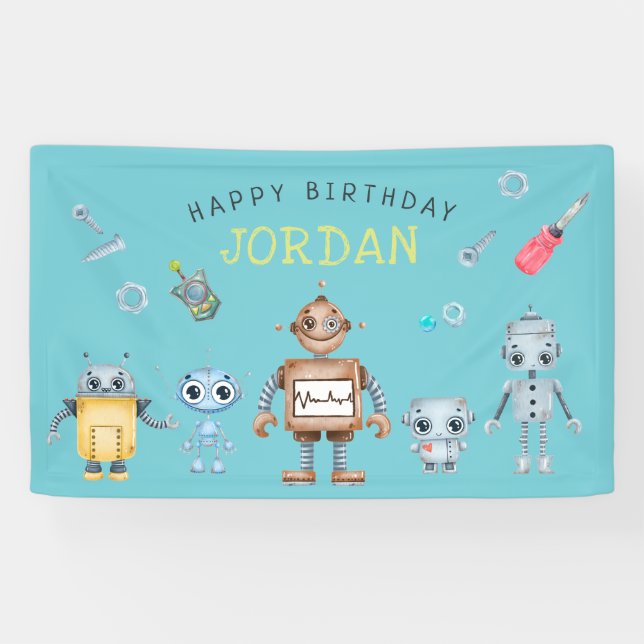 Bannière d'accueil pour l'anniversaire du robot mi (Horizontal)