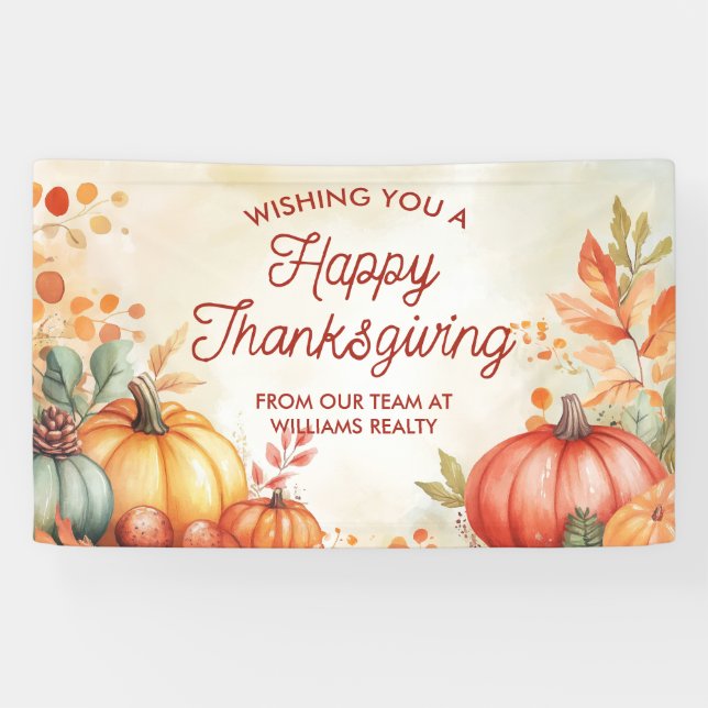 Bannière d'affaires de Thanksgiving Joyeux (Horizontal)