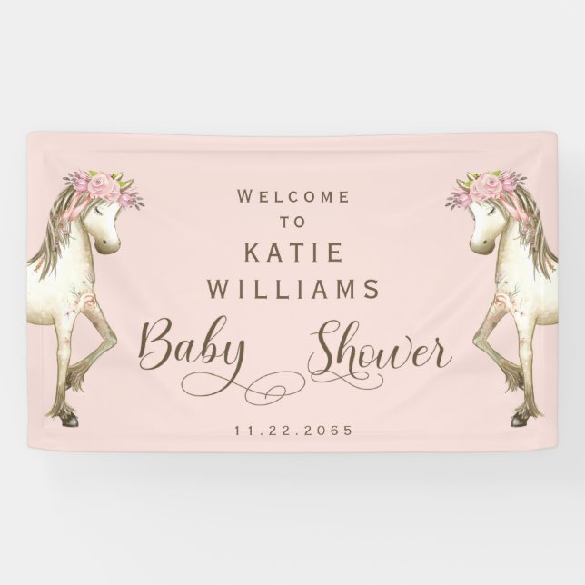 Bannière d'Affiche de bienvenue Baby shower rose p (Horizontal)