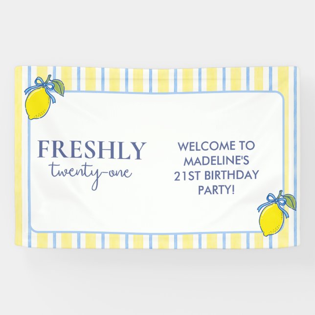 Bannière d'anniversaire 21 ans Trendy Lemon Freshl (Horizontal)