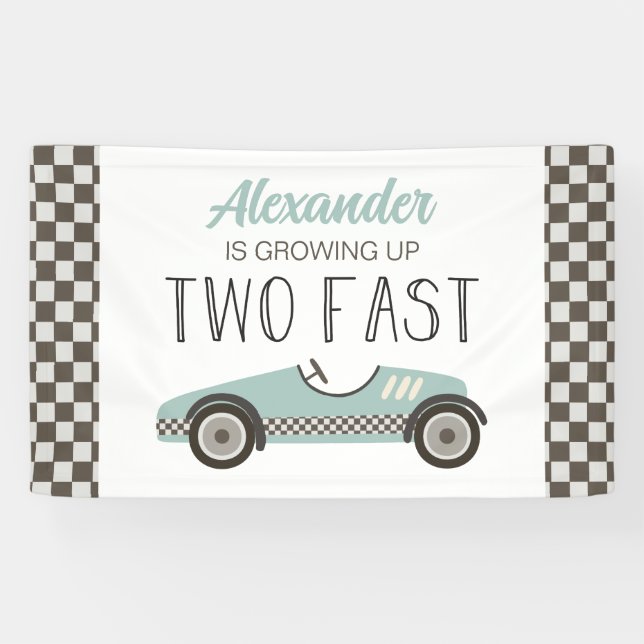 Bannière d'anniversaire 2 ans Two Fast Blue Race C (Horizontal)