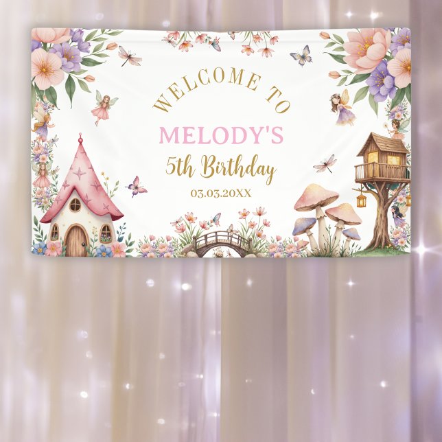 Bannière d'anniversaire 5 ans de fée de fleurs fan (Créateur téléchargé)
