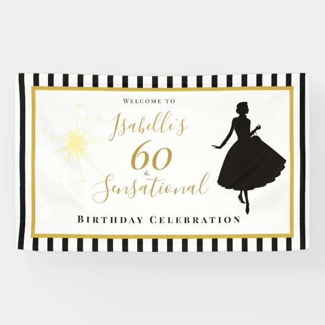 Bannière d'anniversaire 60 ans & Sensationnel Noir (Horizontal)
