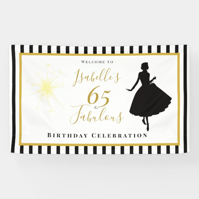 Bannière d'anniversaire 65 ans & Fabuleuse Décorat (Horizontal)
