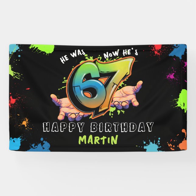 Bannière d'anniversaire 6 7 Meme Graffiti Six Sept (Horizontal)