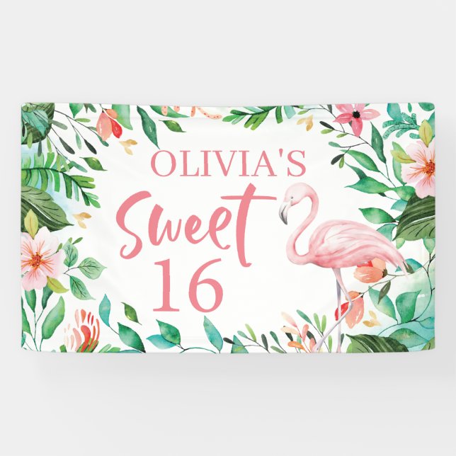 Bannière d'anniversaire Aloha Luau Tropical Sweet  (Horizontal)