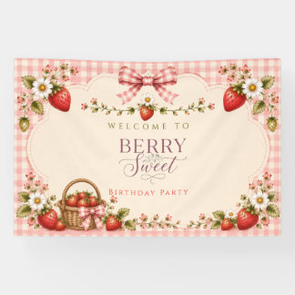 Bannière d'anniversaire aux fruits rouges sucrés