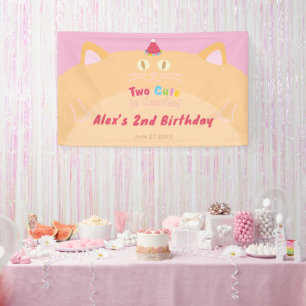 Bannière d'anniversaire "Chat Trop Mignon Pour Êtr