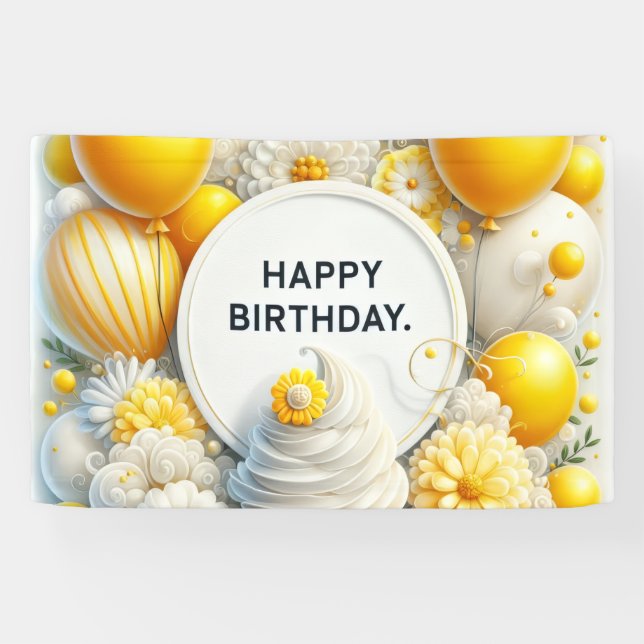bannière d'anniversaire cupcake et ballon  (Horizontal)