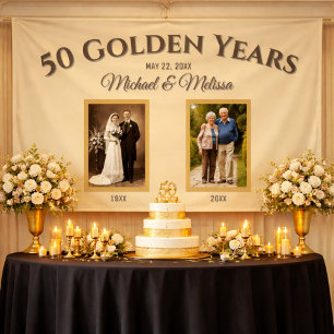 Bannière d'anniversaire de 50 ans en or Champagne